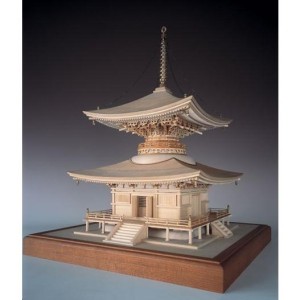 完成品＜白木仕様＞ 木製建築模型 石山寺・多宝塔（1/50）