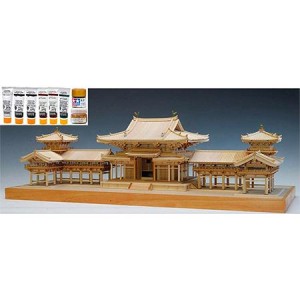 ウッディジョー/木製建築模型 平等院・鳳凰堂（1/75）+塗料セット